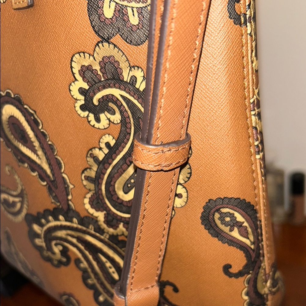 Michael Kors Brown Paisley Tote with Scarf Accent - Picture 16 of 16